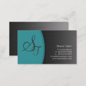 Professional Teal Metal Business Card Financial (Front/Back)