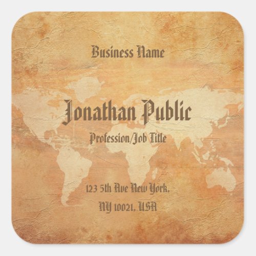 Professional Template Nostalgic Classic World Map Square Sticker