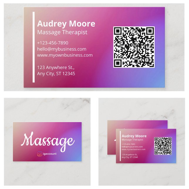 Professional Templates QR Code Massage Therapist Business Card (Professional Templates QR Code Massage Therapist Business Card
)
