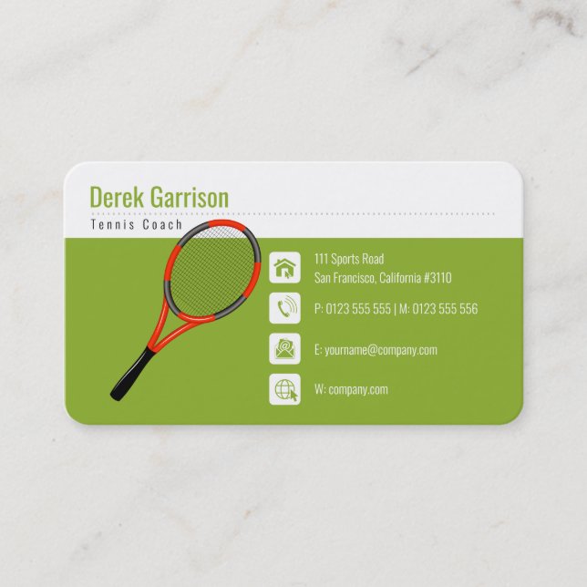 Professional Tennis Coach | Master Sport Business Card (Front)
