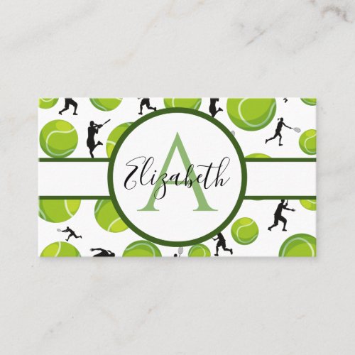 Professional Tennis Coach Monogram Social Media Business Card