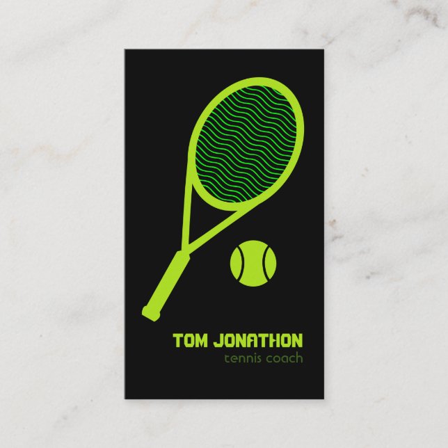 Professional Tennis Coach Pat Ball Black  Business Card (Front)