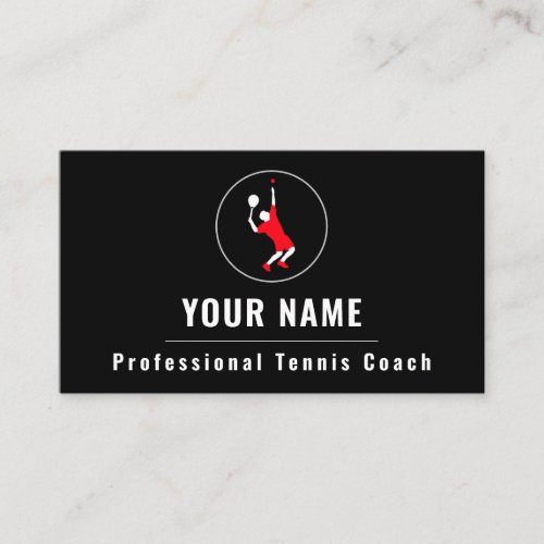 Professional Tennis Coach Player Instructor Icon B Business Card