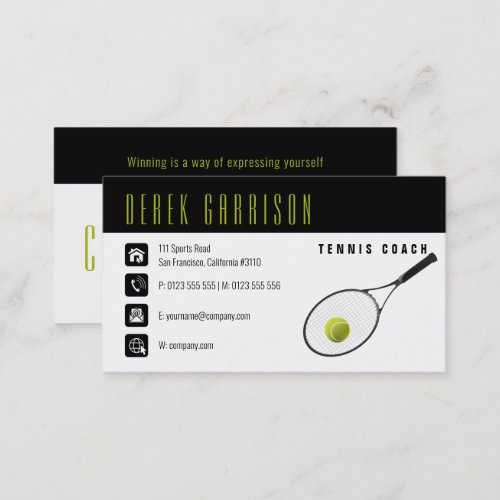 Professional Tennis Coach  Tennis Racket Business Card