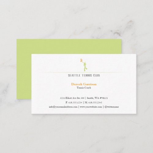 Professional Tennis Instructor  Coach  Trainer Business Card