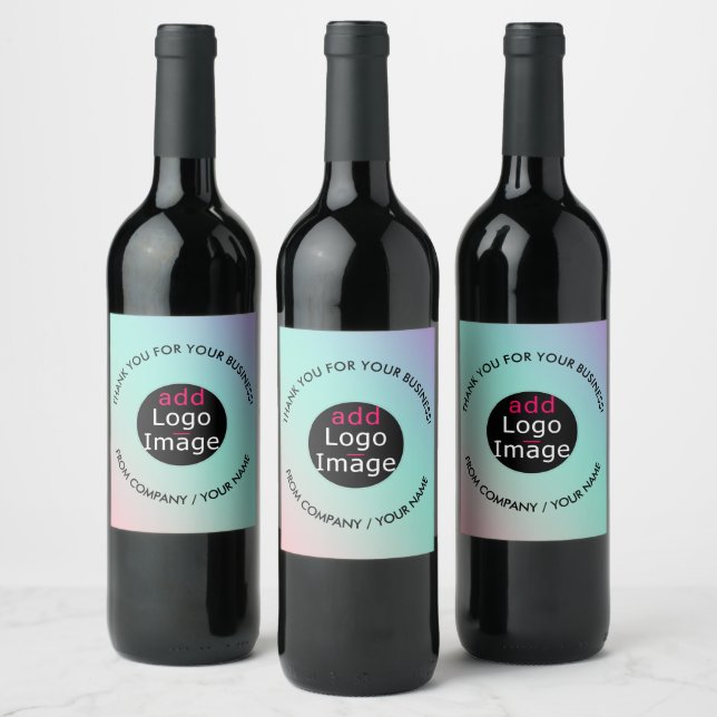 Professional Thank You Custom Chic Pastel Gradient Wine Label (Bottles)