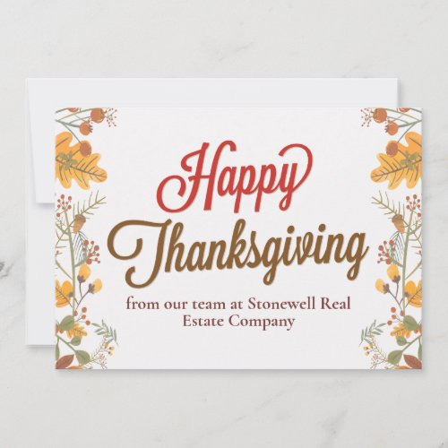 Professional Thanksgiving Chic Fall Leaves Company Card