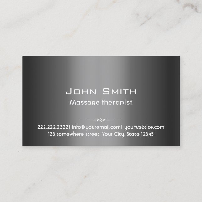 Professional Therapist Metal Massage Therapy  Business Card (Front)