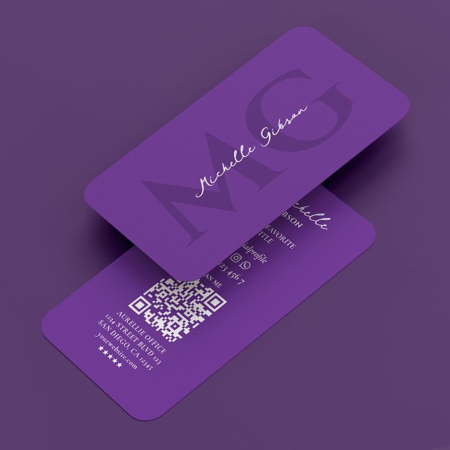 Professional Therapist Royal Purple Monogram  Business Card (Professional Therapist Royal Purple Monogram Business Card
)