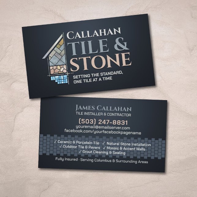 Professional Tile Installer - Stone Contractor Business Card (Creator Uploaded)