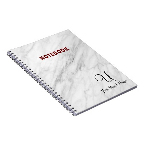 Professional Touch Name Customize White Marble Notebook