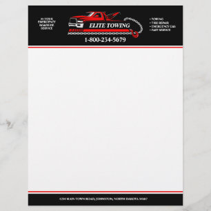 Professional Tow Truck and Roadside Assistance Letterhead