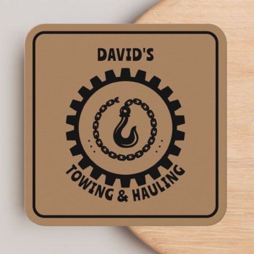 Professional Tow Truck Hook Brown  Black  Square Business Card