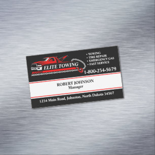 Professional Tow Truck Service Business Card Magnet