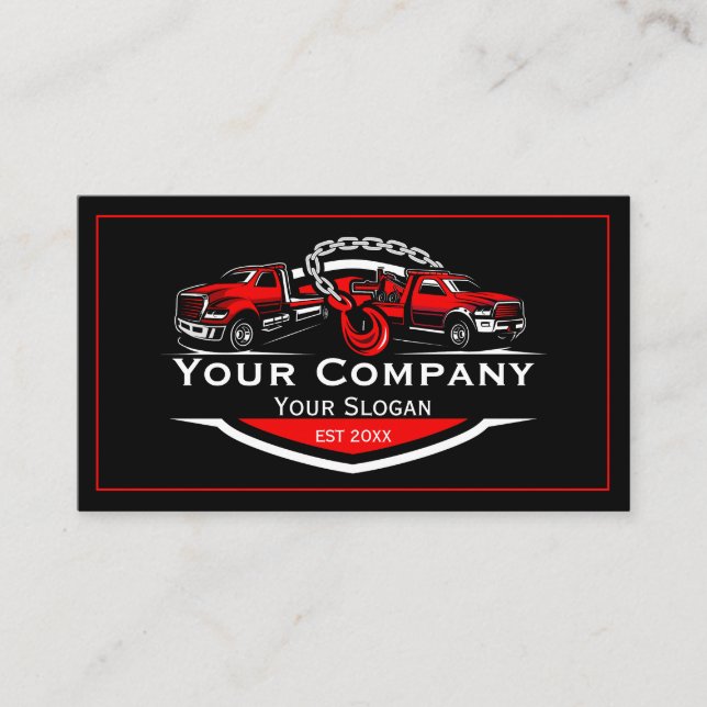 Professional Towing Company, Hauling Service Business Card (Front)