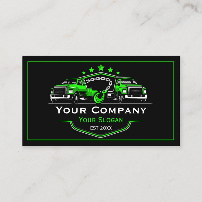 Professional Towing Company, Hauling Service Business Card (Front)