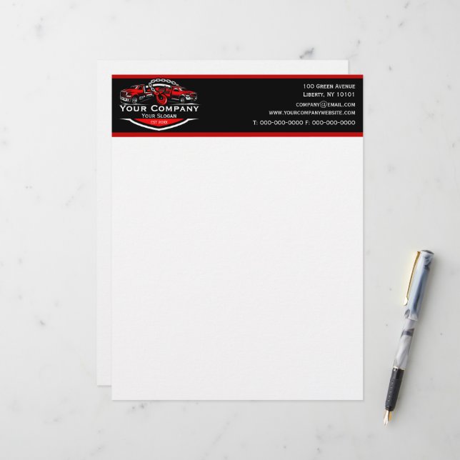 Professional Towing Company, Hauling Service Letterhead (Front/Back In Situ)