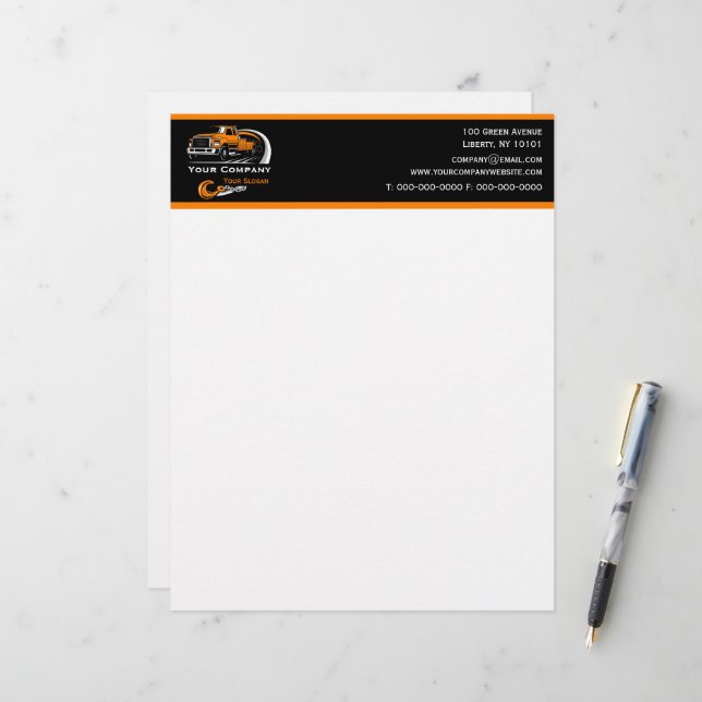 Professional Towing Company, Hauling Service Letterhead (Front/Back In Situ)