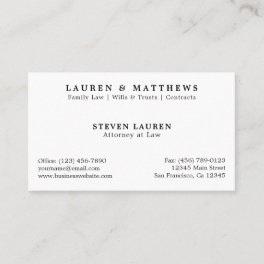Professional Traditional Black and White Classic Business Card