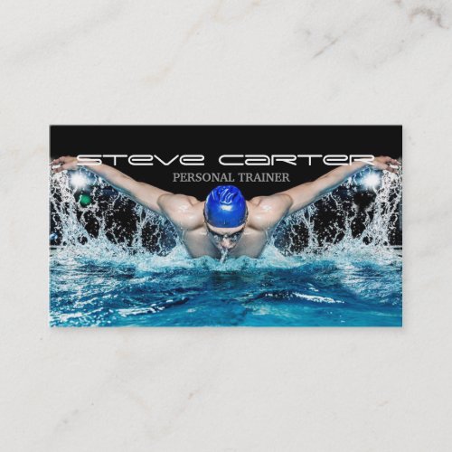 professional Trainer Swimmer Pool Coach Fitness Business Card