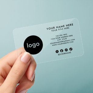Professional Transparent Bold Add Your Custom Logo Clear Business Cards