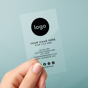 Professional Transparent Custom Logo Modern Black Clear Business Cards