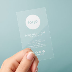 Professional Transparent Custom Logo Modern White Clear Business Cards