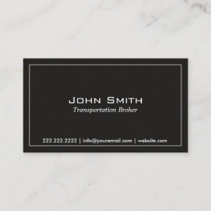 Professional Transportation Broker Plain Black Business Card