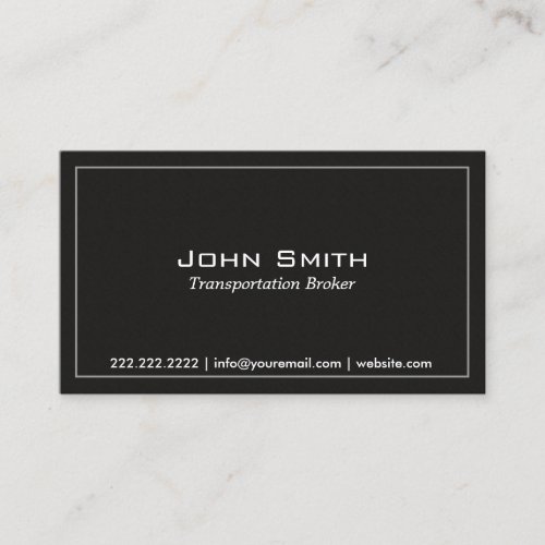 Plain Dark Transportation Broker Business Card