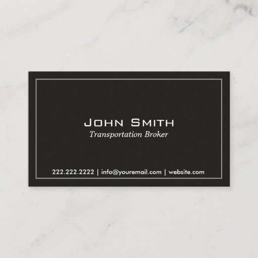 Customizable Plain Dark Transportation Broker Business Card