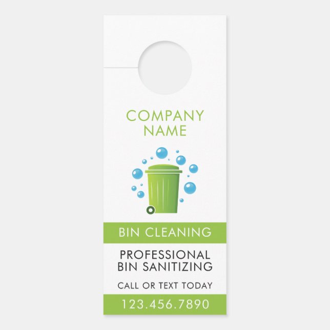 Professional Trash Can Cleaning Service QR Code Door Hanger (Front)