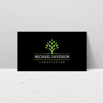 Professional Tree Landscaping Black Business Card by 1201am at Zazzle