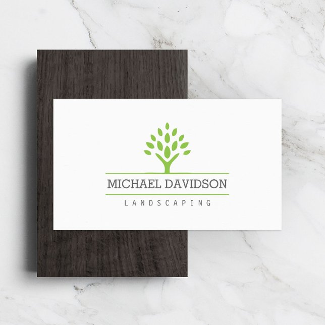 Professional Tree Landscaping White Business Card (Creator Uploaded)