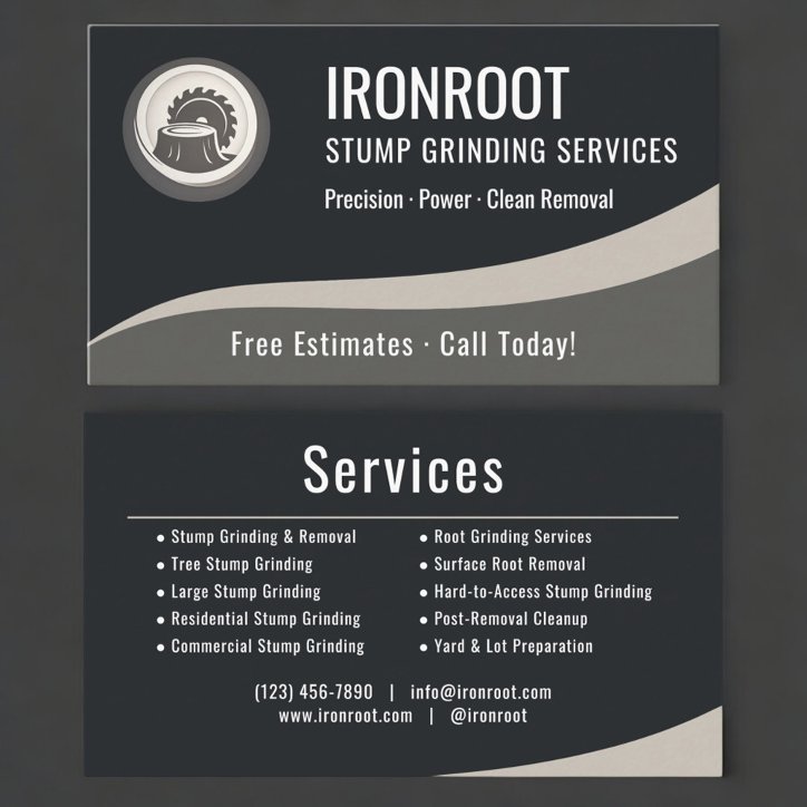 Professional Tree Stump Grinding Company Business Card