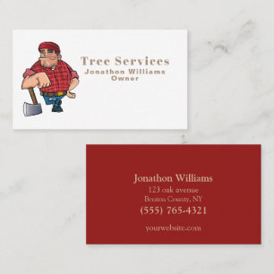Professional Tree Trimming Service Cartoon Logger Business Card