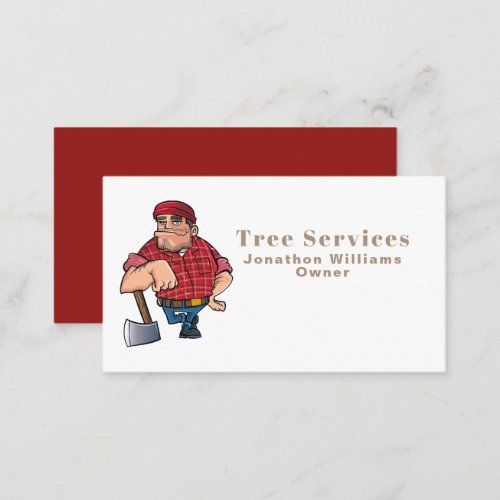 Professional Tree Trimming Service Cartoon Logger Business Card