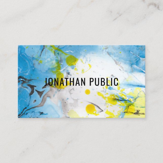 Professional Trendy Blue Yellow Modern Abstract Business Card (Front)