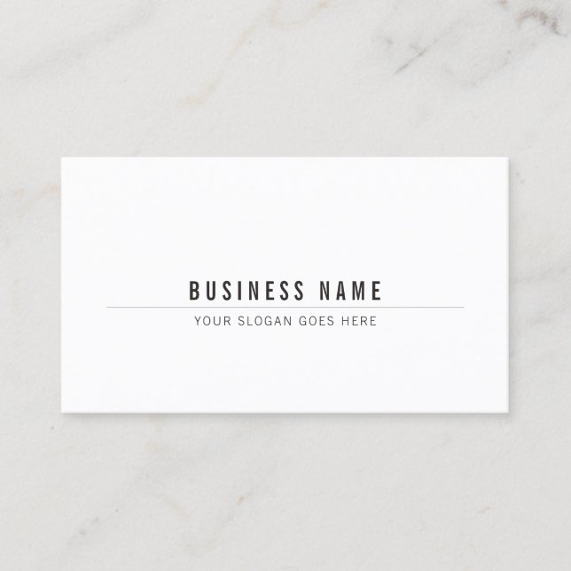 Professional Trendy Clean Modern Black White Plain Business Card (Front)