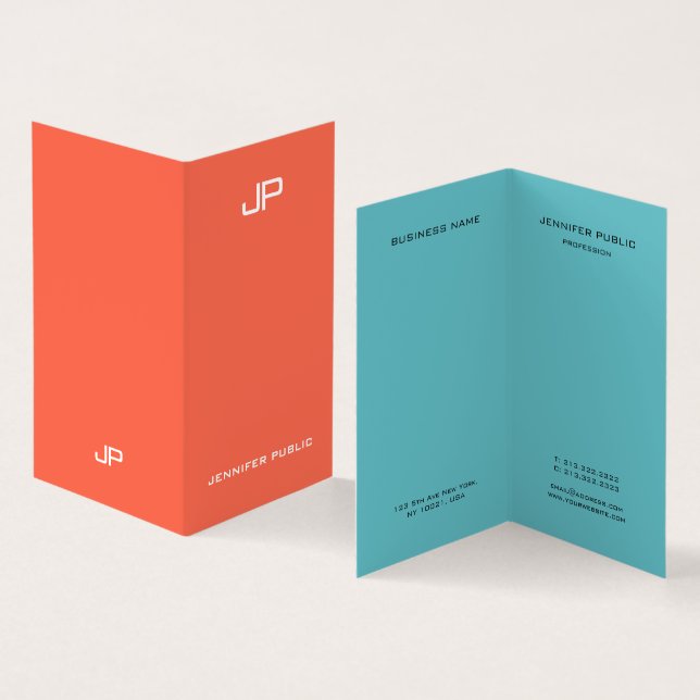 Professional Trendy Elegant Colors Monogrammed Business Card (Inside and Outside)