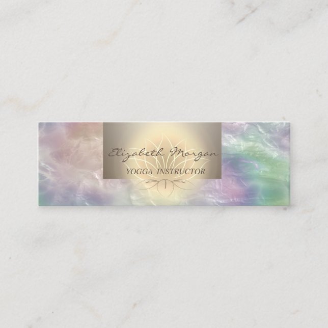 Professional Trendy Lotus Holographic Pearl Mini Business Card (Front)