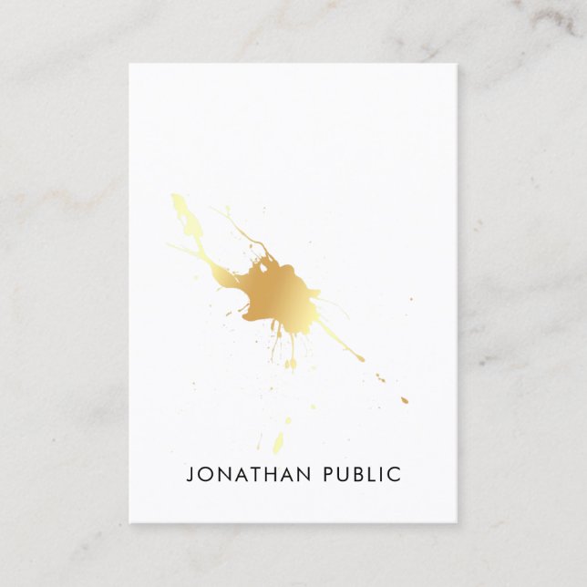 Professional Trendy Modern Gold Splash Elegant Business Card (Front)