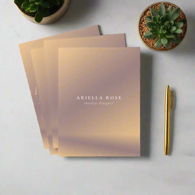 Professional Trendy Modern Ombre Gold Monogram Pocket Folder (Creator Uploaded)