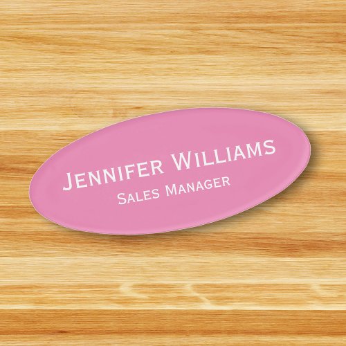 Professional Trendy Pink Office Business Magnetic Name Tag