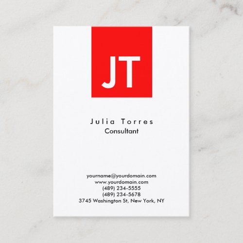 Professional Trendy Red White Business Card