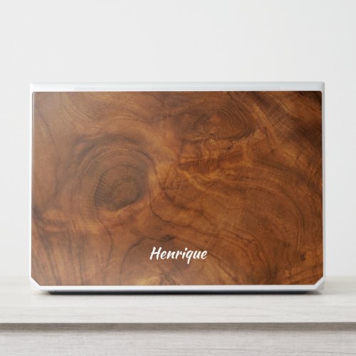 Professional Trendy Wood Grain Effect Simple Name HP Laptop Skin