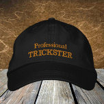 Professional TRICKSTER embroidered trucker hat<br><div class="desc">Embroidered Hats: Fun fashion baseball cap with text "Professional TRICKSTER" - humorous party hats,  Secret Santa,  dress up party,  night out / college students</div>