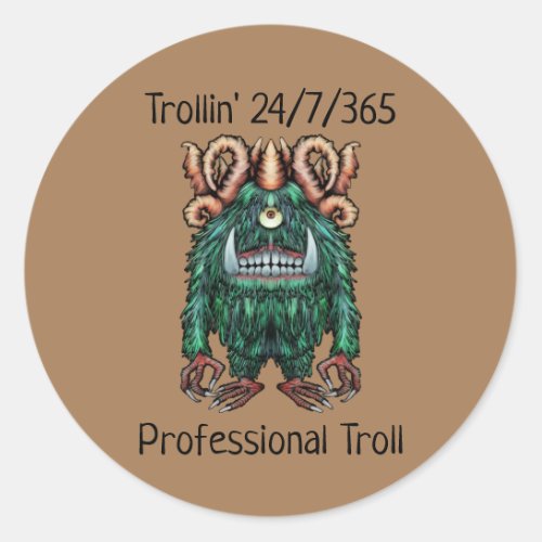 Professional Troll Classic Round Sticker