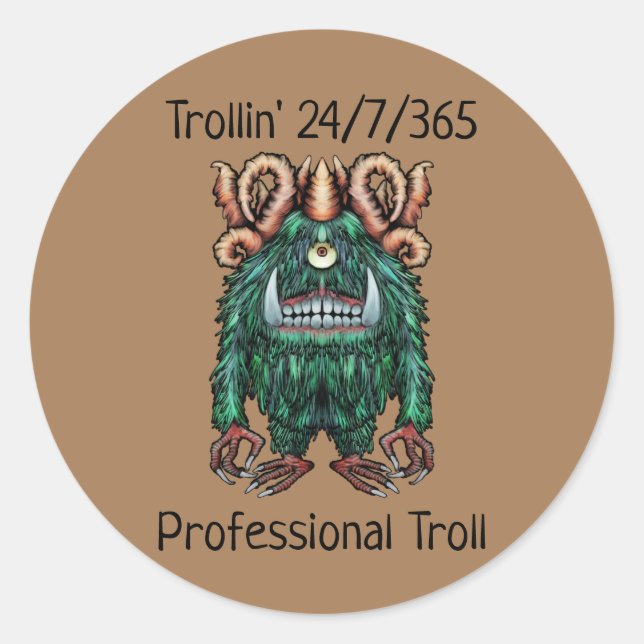 Professional Troll Classic Round Sticker (Front)