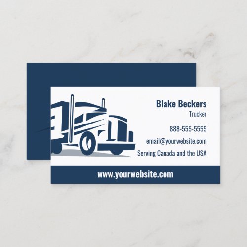 Professional Trucker Navy Blue Business Card