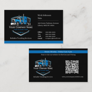 Professional Trucking Hauling Company QR Code Business Card